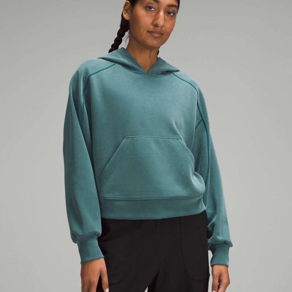 *LULULEMON* Teal Hoodie Softstream Pullover Sweatshirt w/ Kangaroo Pocket Size 8